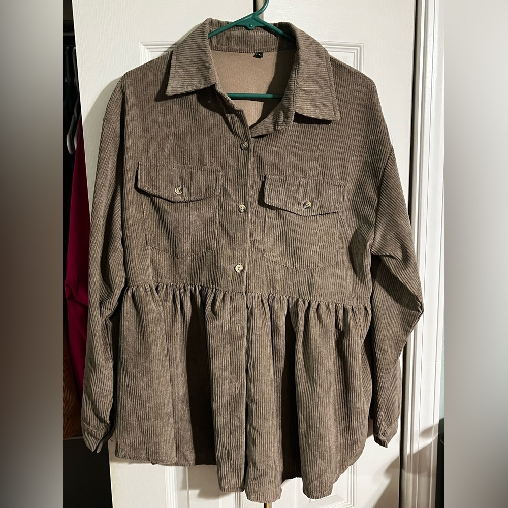 Brown Corduroy Women's Shacket